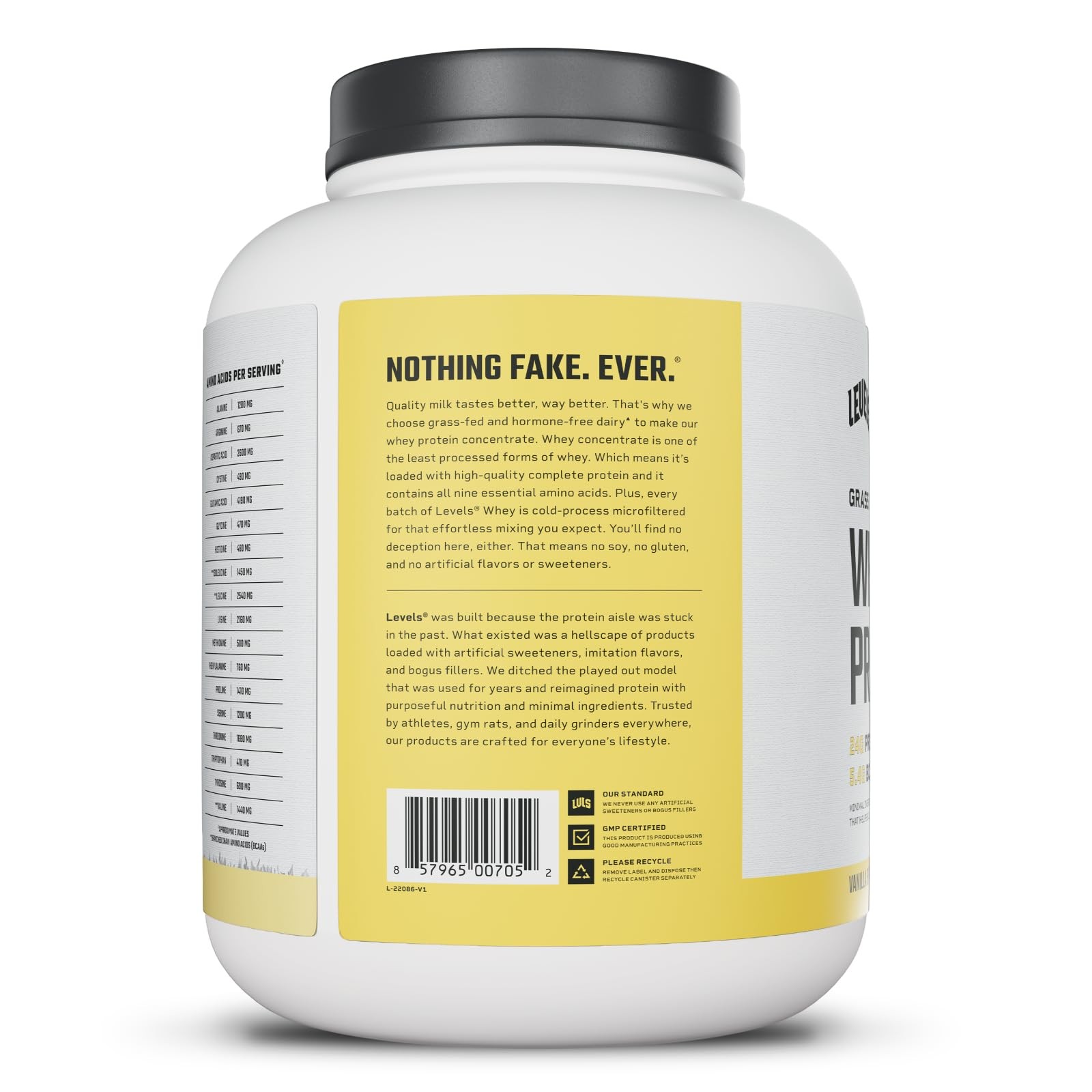Levels Grass Fed Whey Protein Powder, No Artificials, 24G 5 Pound (Pack of 1)