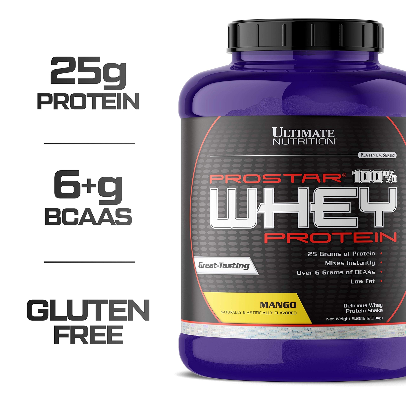 Prostar Whey Protein Powder, 25 Grams of Protein 80 Servings, Mango, 5.28 lbs