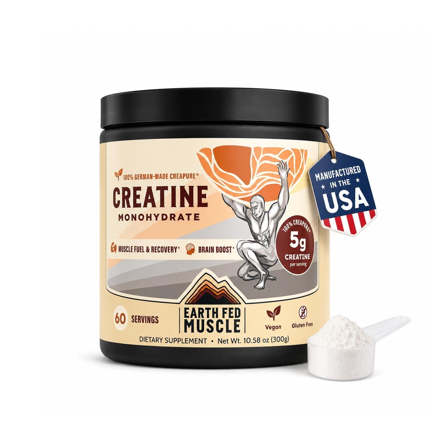 Creatine Monohydrate Powder 300g – Unflavored, 60 Servings, Pure Strength & Musc