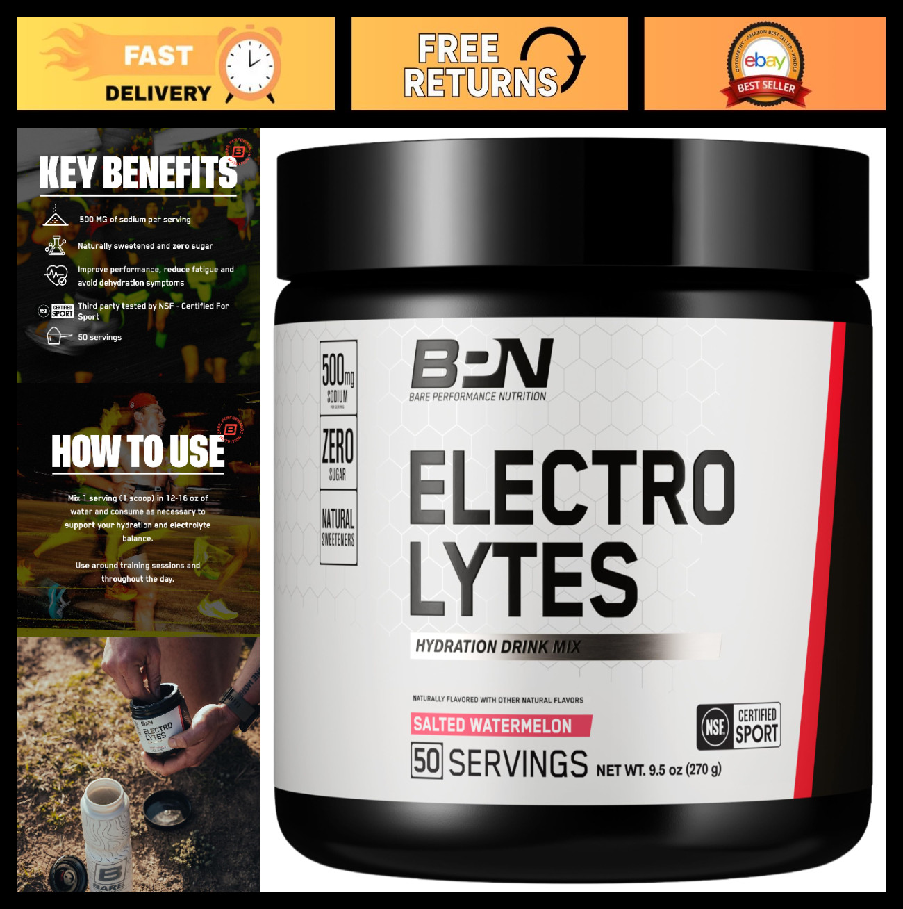 Electrolyte Hydration Drink Mix | Sugar-Free Powder | 500mg Sodium/Serving | Sal