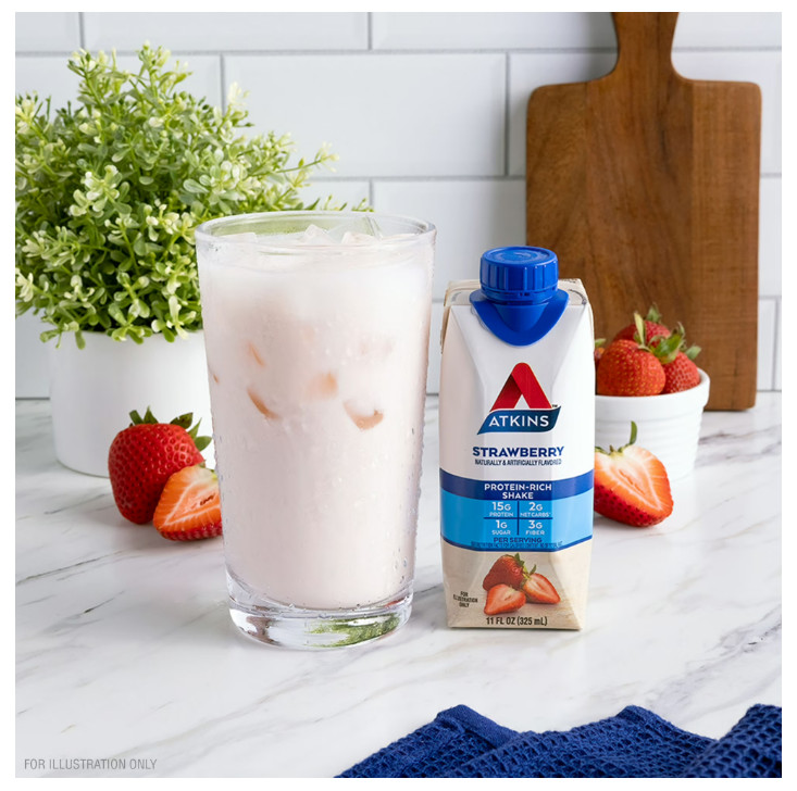 Atkins Protein Shake Strawberry Flavored, 15g Protein, Keto Friendly, 11 fl oz,