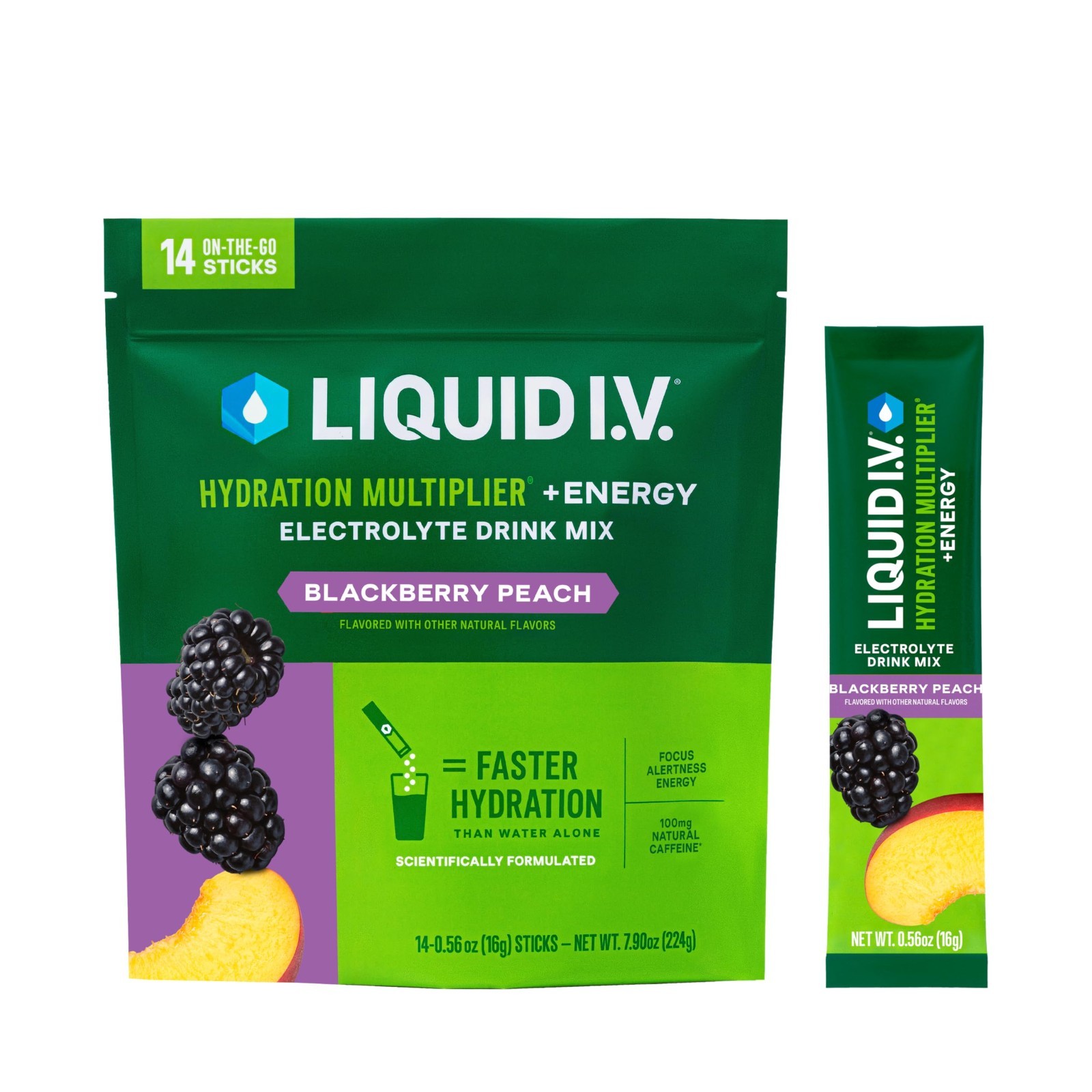 Hydration Multiplier + Energy Electrolyte Powder Drink – Blackberry Peach, 14 Se
