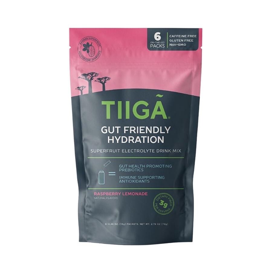 TIIGA Drink Mix – Vitamin C / Prebiotics / Vitamin B12 – RASPBERRY LEMONADE 6pk
