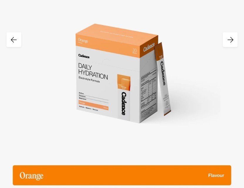 2 Pack of Cadence Core Electrolyte Hydration Supplement Orange 30 Satchets