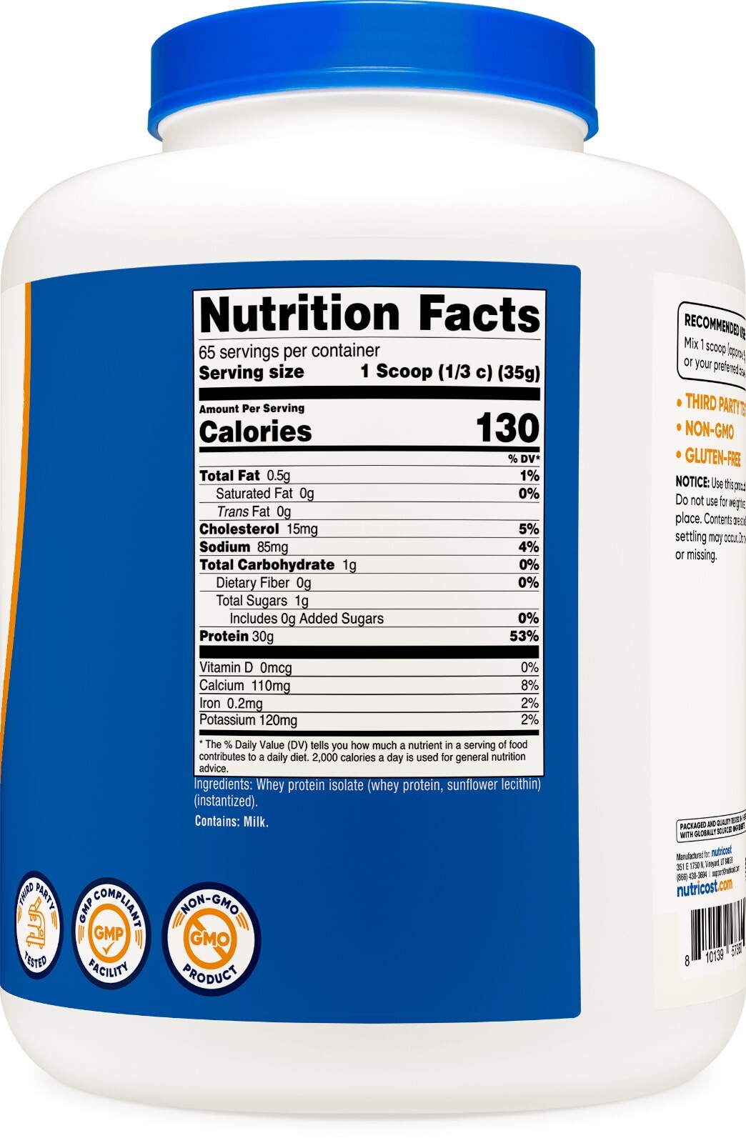 Nutricost Whey Protein Isolate (Unflavored) 5LBS – Protein Powder