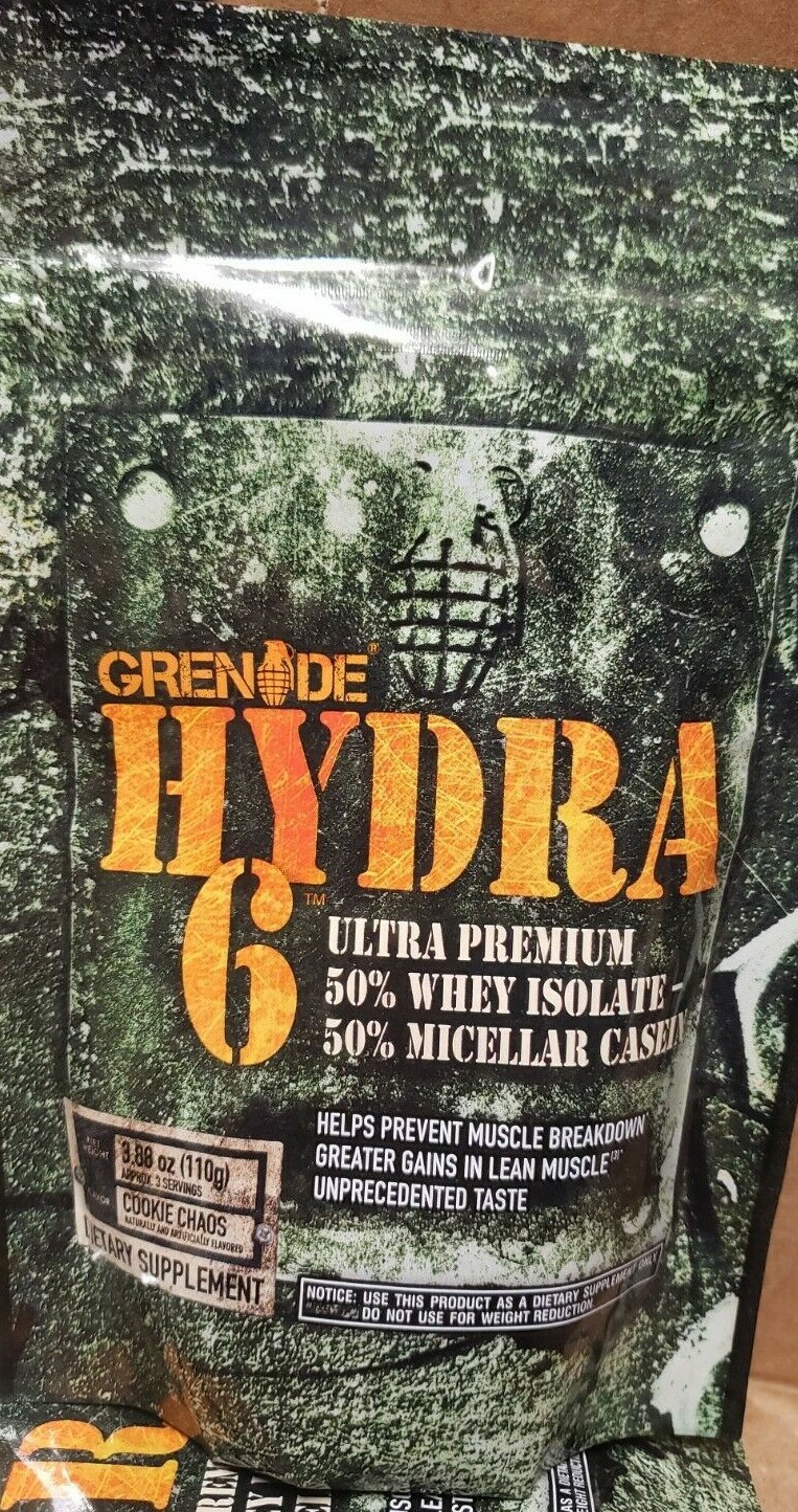 5 Packs GRENADE Hydra 6 – Cookie Chaos – 3 Servs x 5 bags = 15 Total – 3/2025