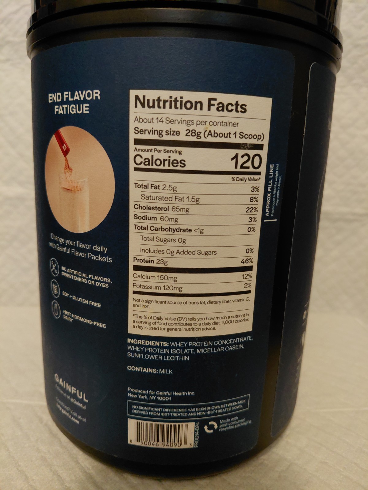 Gainful Everyday Whey Protein Unflavored Unsweetened 23g Gluten-Free