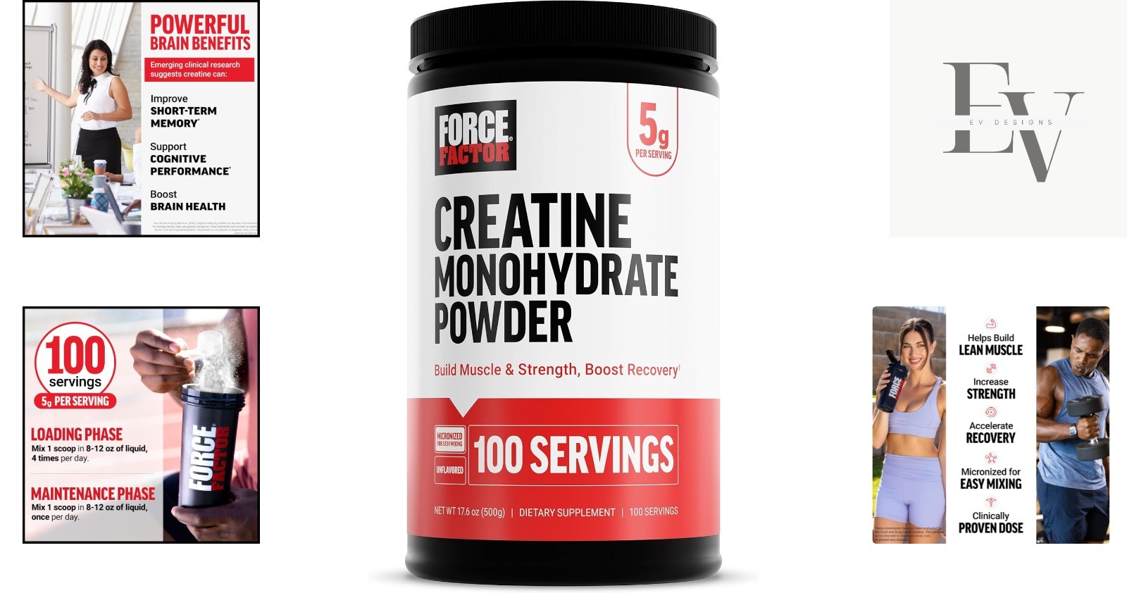 Creatine Monohydrate Powder 500g – Unflavored, 100 Servings for Peak Performance