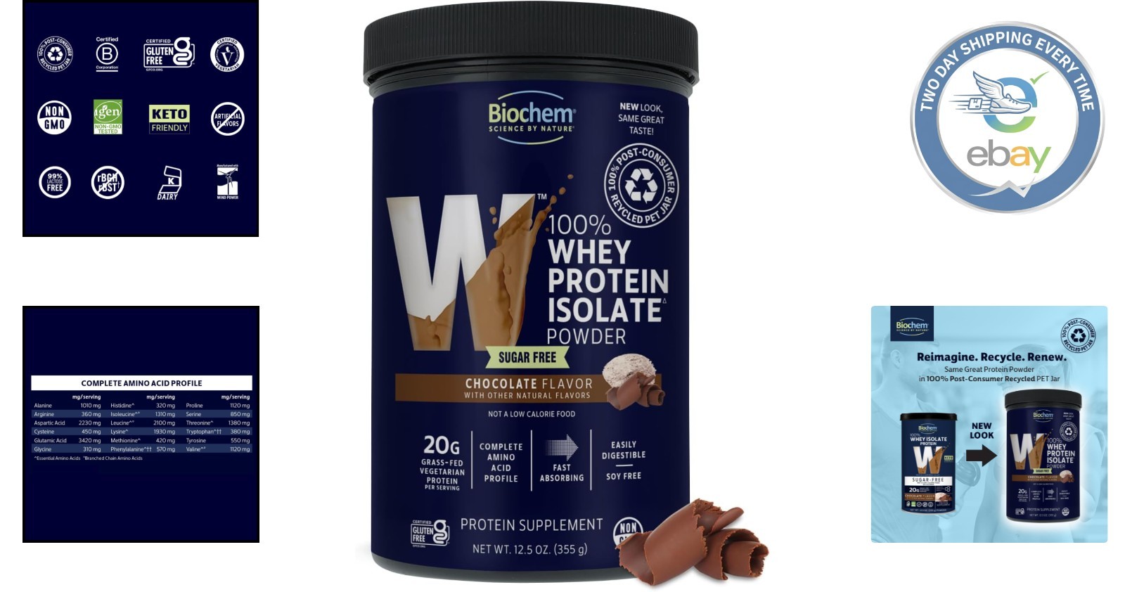 High-Quality 100% Whey Protein Powder – Sugar-Free and Keto Friendly 12.5oz