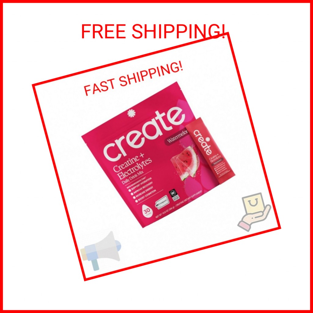 Create Creatine + Electrolytes Mix – Creatine Monohydrate Stick Packs, Supports