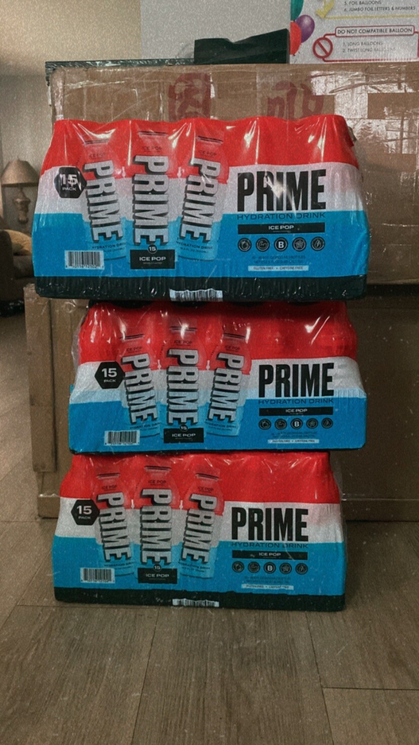 Prime Hydration Drink, Ice Pop, 16.9 Fluid Ounce (Pack of 15)