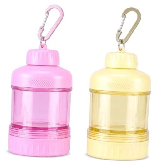 2 Pack Protein Powder Container to Go with Keychain & Keyring, Pink&Yellow