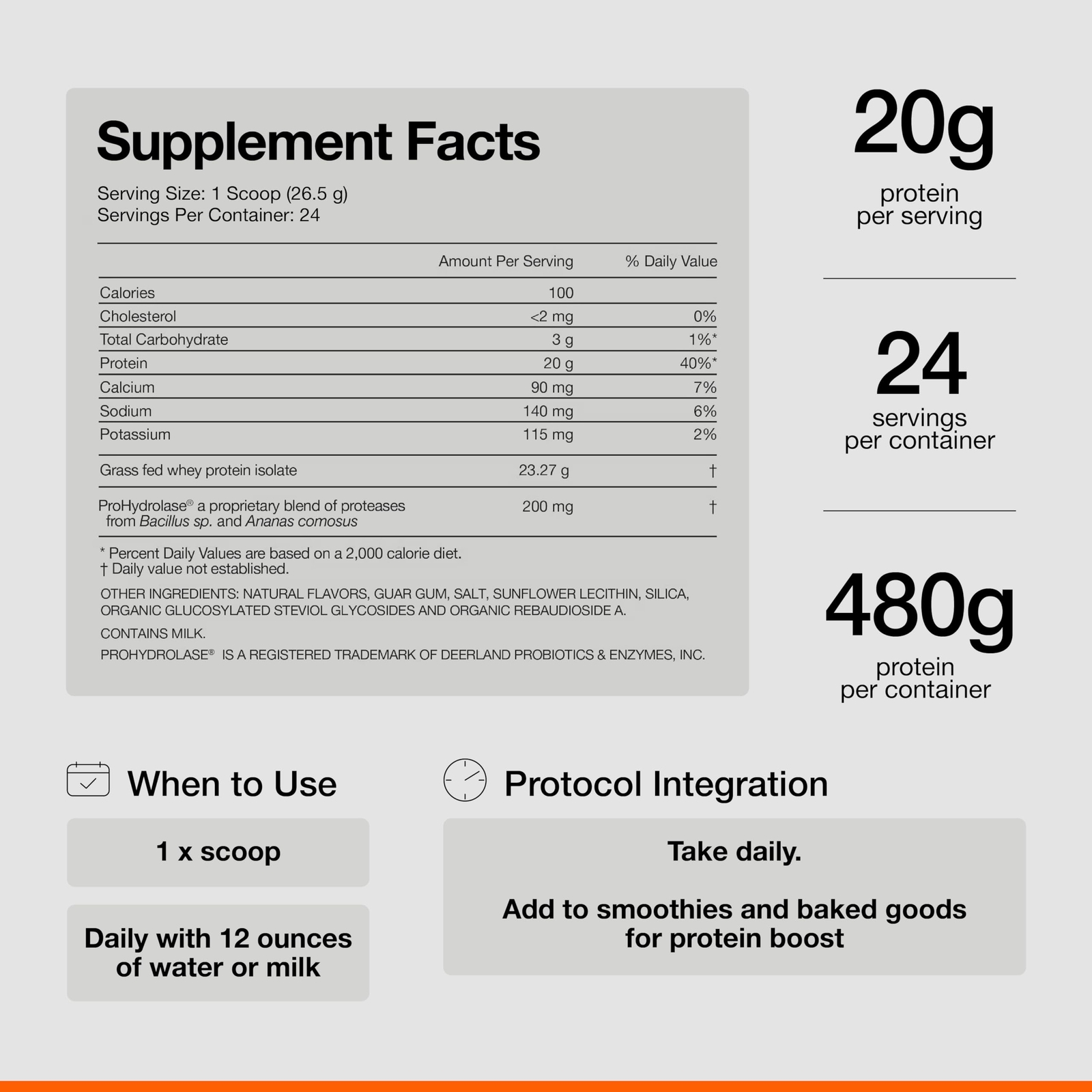 Momentous Grass-Fed Whey Protein Powder 20g Isolate Vanilla 24 Servings