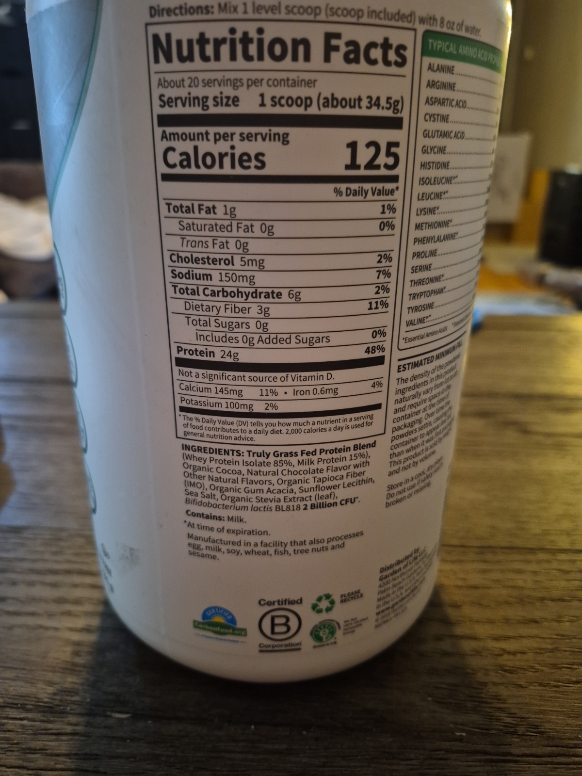 Garden of Life SPORT Whey Protein Powder Chocolate – 24.33 oz *EXP 09/2026
