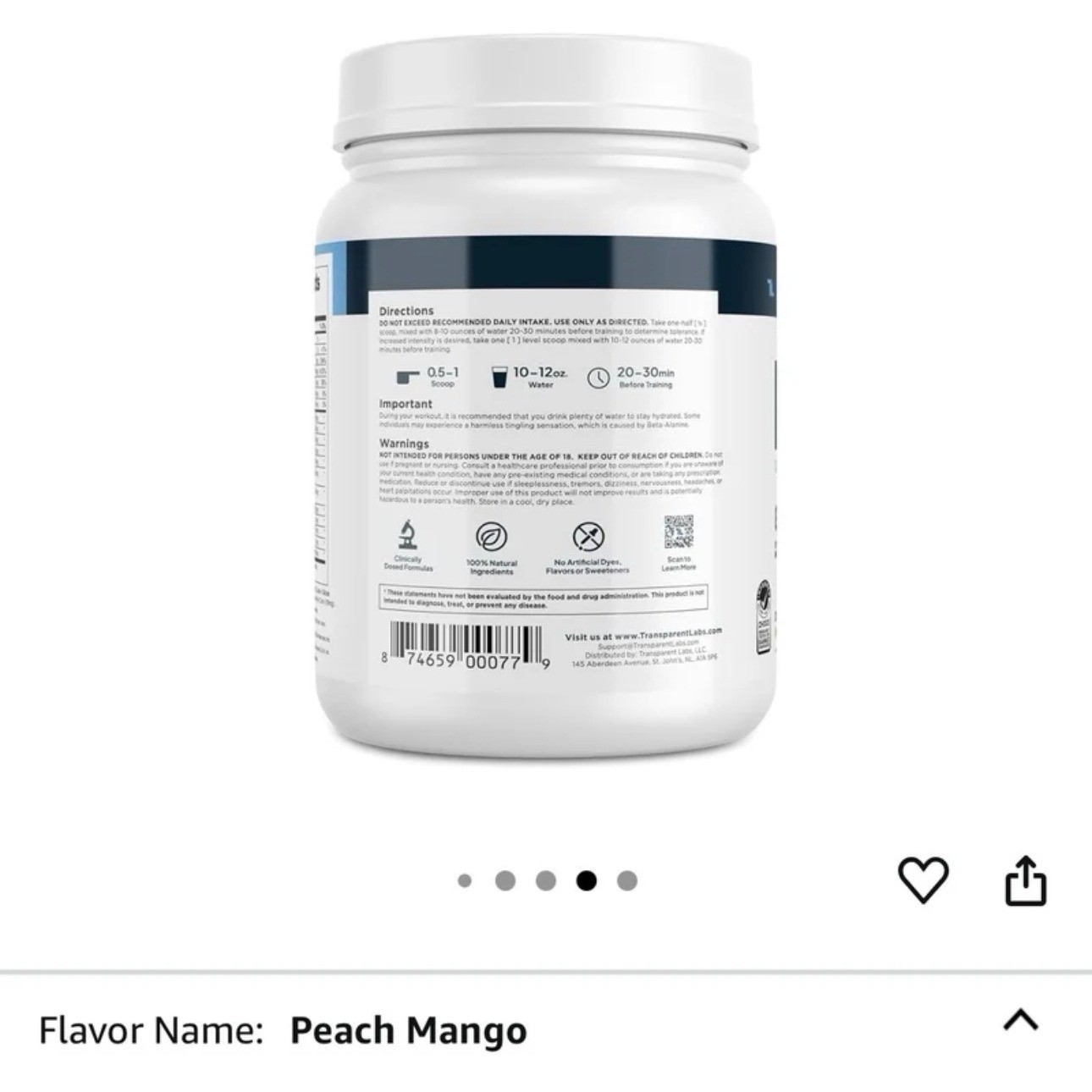 Transparent Labs BULK Pre-Workout Peach Mango 30 Servings Lot of 3 Exp 11/26