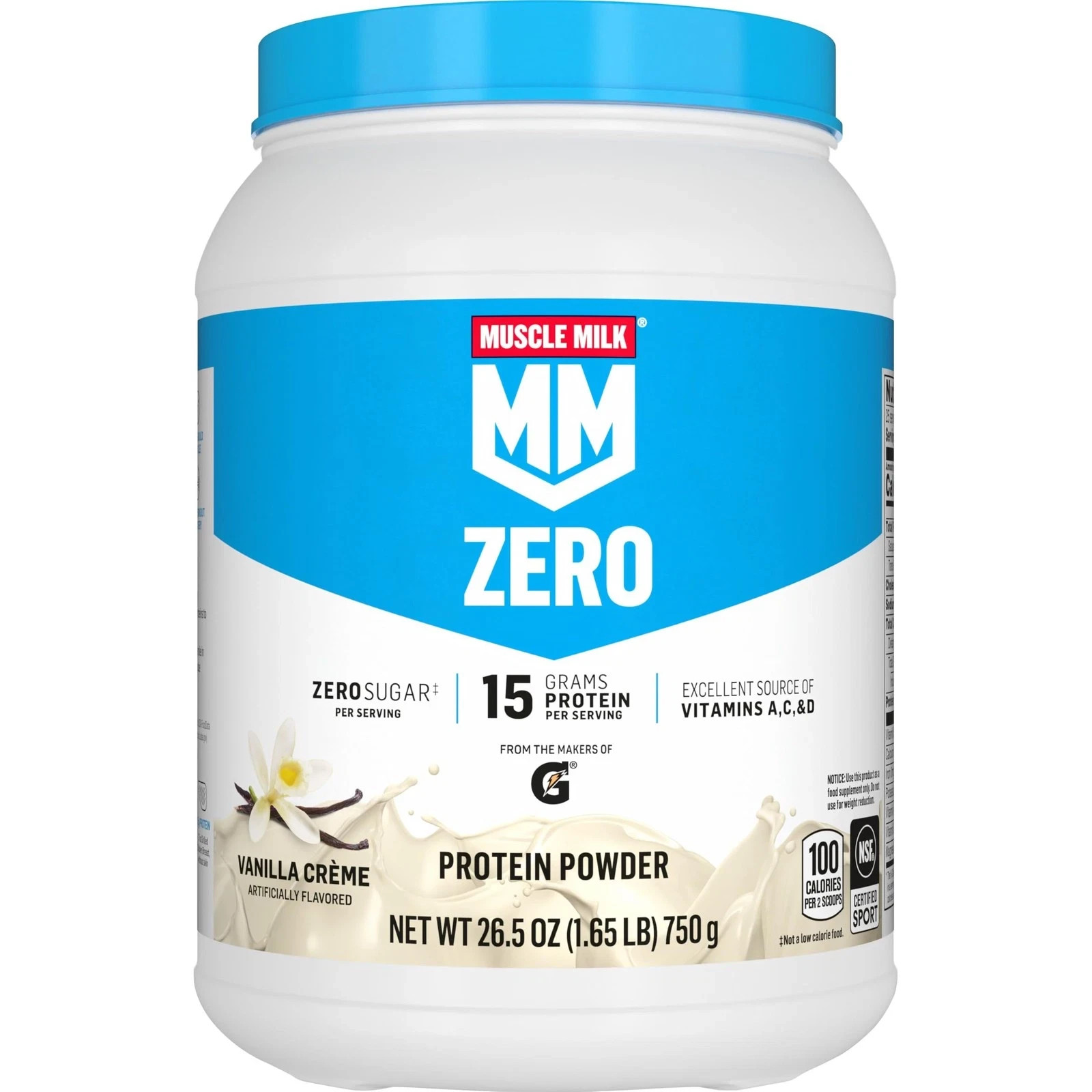 Muscle Milk ZERO, 100 Calorie Protein Powder, 1.66 Pound (Pack of 1), Vanilla