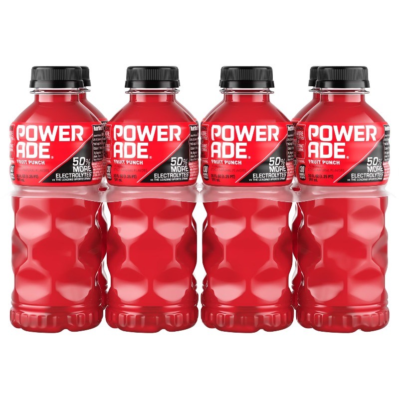 POWERADE Fruit Punch Electrolyte Sports Drink Bottles, 20 fl oz, 8 Pack