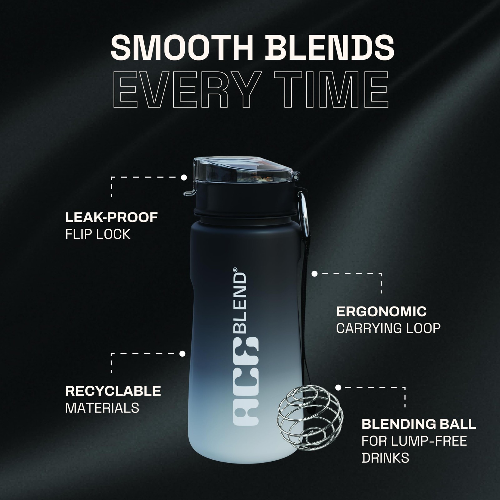 Ace Blend Shaker 650ml | BPA Free Protein Bottle