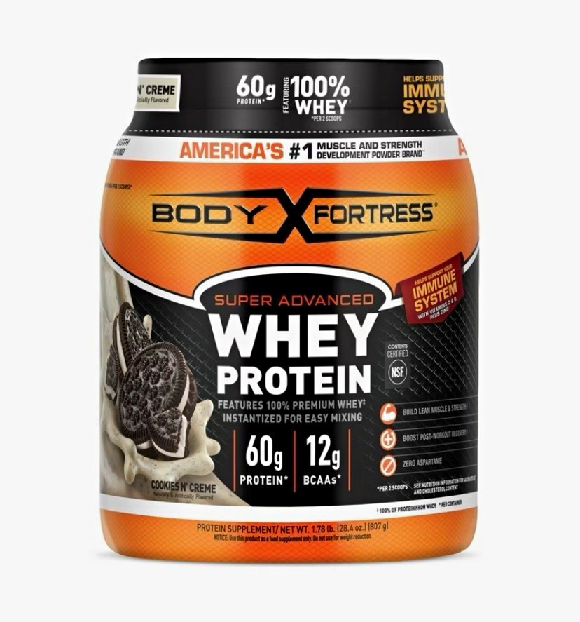 Body Fortress Whey Protein Powder Cookies N’ Creme Zero Aspartame 1.78 lb
