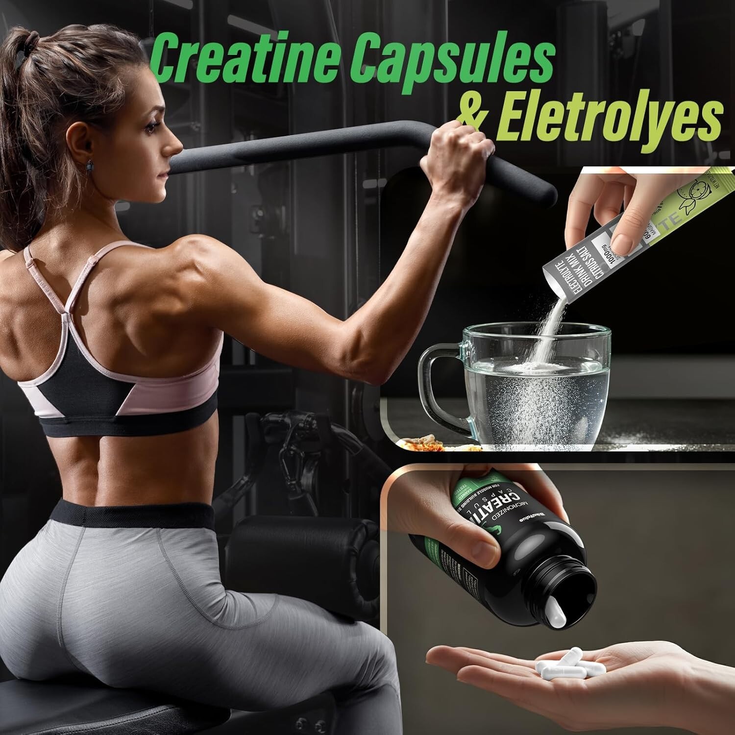 Creatine Capsules & Electrolytes Powder, 150 Creatine Capsules, (30 Servings)