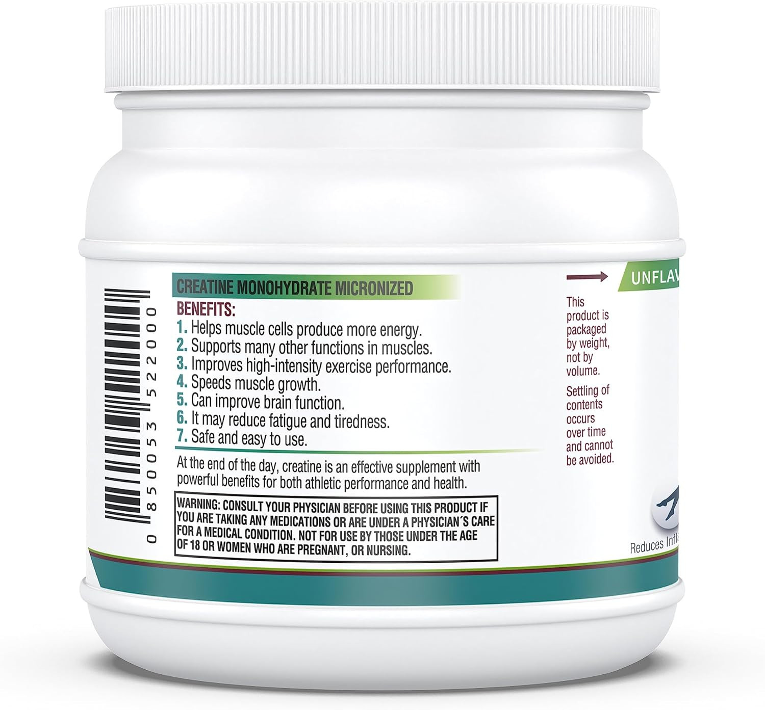 Creatine Monohydrate Powder, Pure Amino Acid Formula, Supports Muscle Strength,