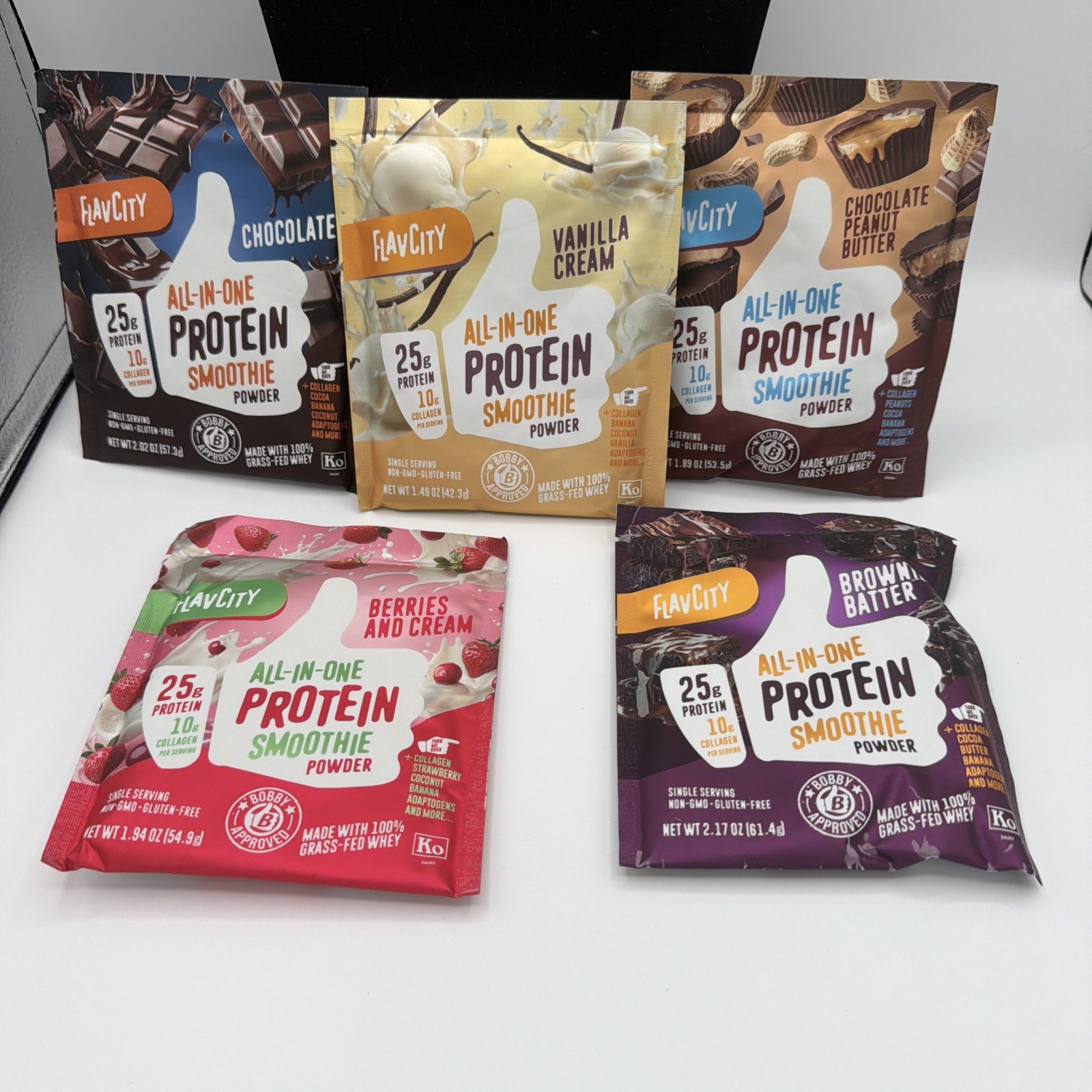 FlavCity All In One ProteinSmoothie Powder Variety Flavors Travel ON GO 5 Pkgs