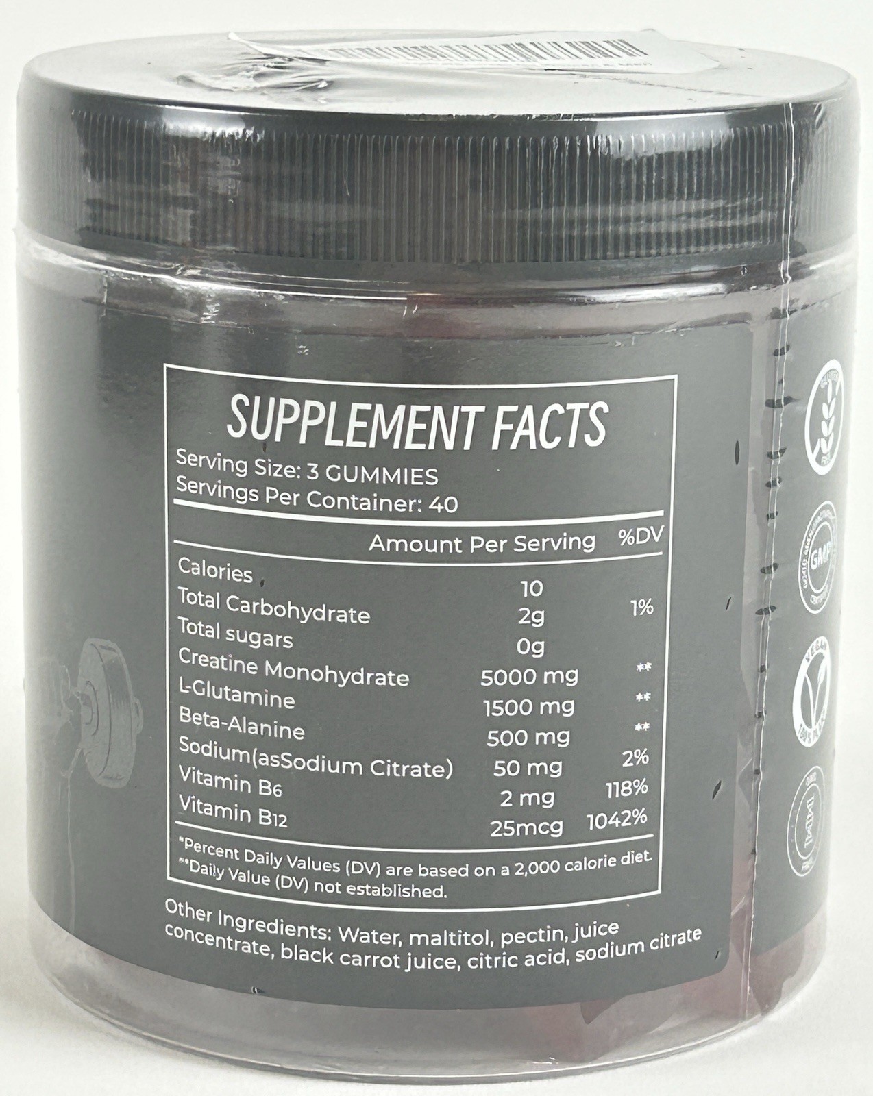 Creatine Monohydrate Gummies 7000mg Raspberry Sugar Free Vegan 120 Count