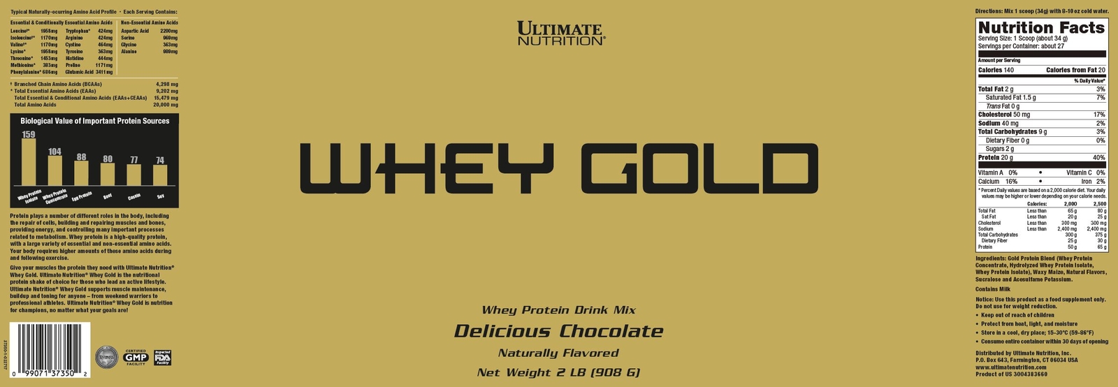 Whey Gold Protein Powder with 20 Grams of Protein , 27 Servings, Chocolate
