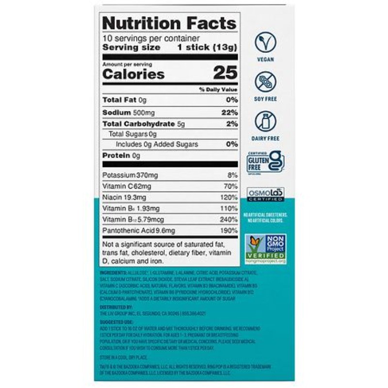 Hydration Multiplier – Sugar Free Electrolyte Drink Mix Ring Pop Cherry 0.45 oz