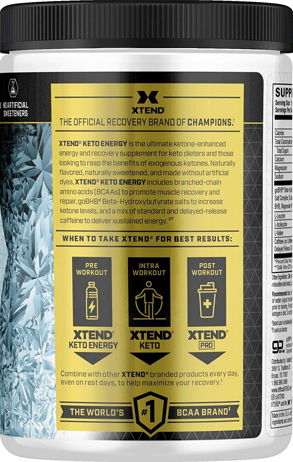 Xtend Keto Energy – The Perfect Keto & BCAA Aminos – 20 Servings – ULTRA FROST