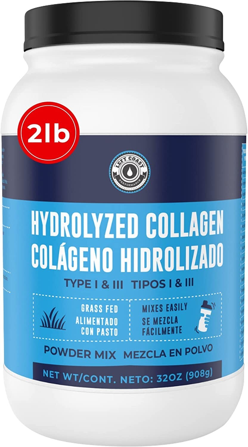 Left Coast Protein Powder | Hydrolyzed Collagen Peptides, Unflavored, 32 oz