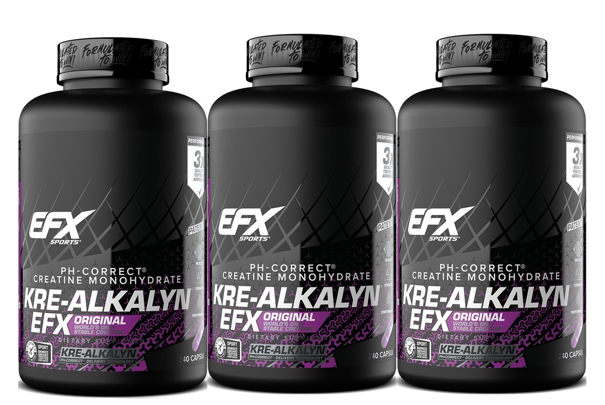 [ 3 Pack ] EFX Sports Kre-Alkalyn EFX 240 Capsules