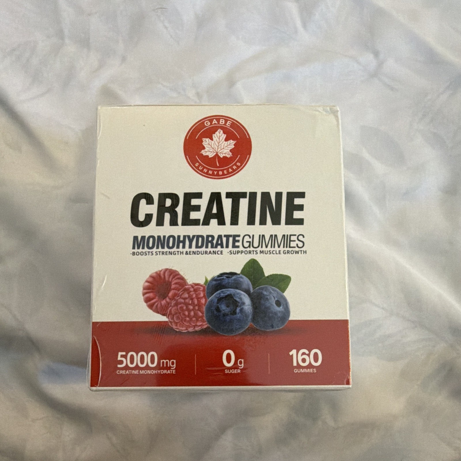 Gabe Sunnybears Creatine Monohydrate Gummies 5000mg 160 Ct 0g Sugar, Blueberry