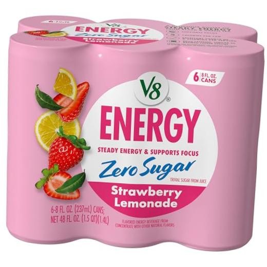 Energy 8 fl. oz. Can (6 Pack of 6 (8 Fl Oz) Zero Sugar Strawberry Lemonade