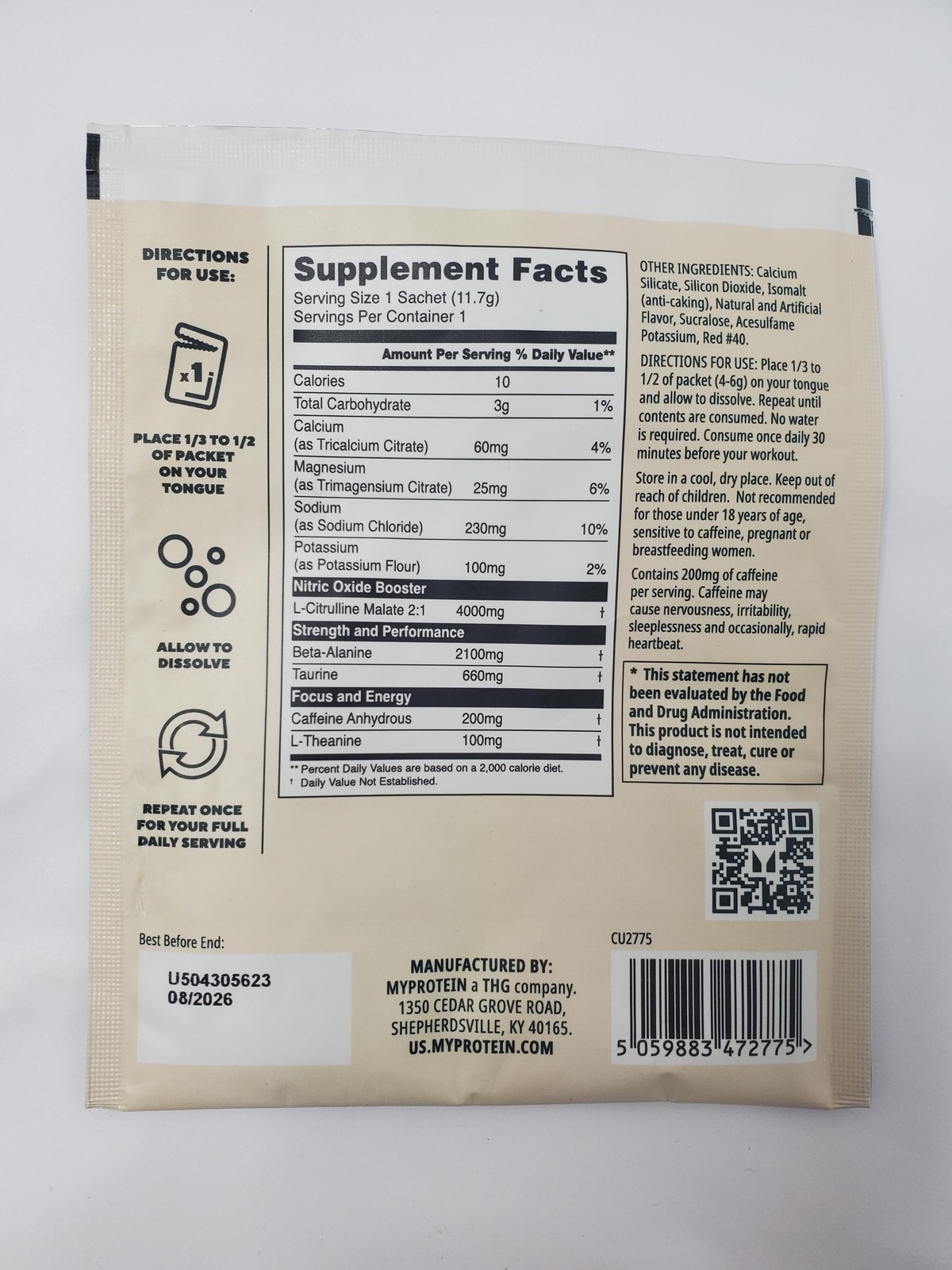 10pk Myprotein Origin Pre-Workout Watermelon Dry Scoop Caffeine Exp 08/26