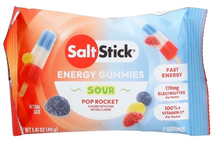 SaltStick Electrolyte Energy Gummies Sour Pop Rocket, Caffeine Free, 10 Packets