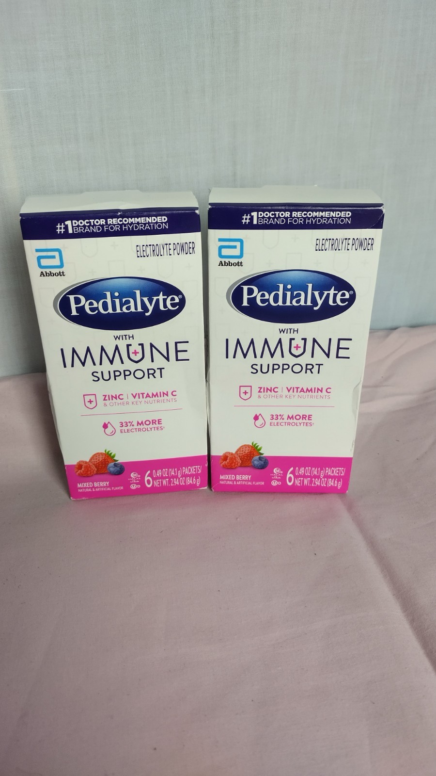 Pedialyte With Immune Support Electrolyte Powder 6 Packets Mixed Berry 2 Boxes