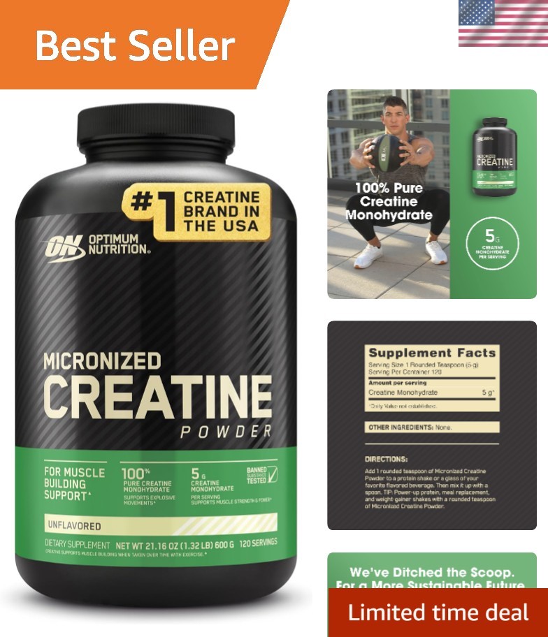 Micronized Creatine Monohydrate Powder – Unflavored, 120 Servings of Pure Power