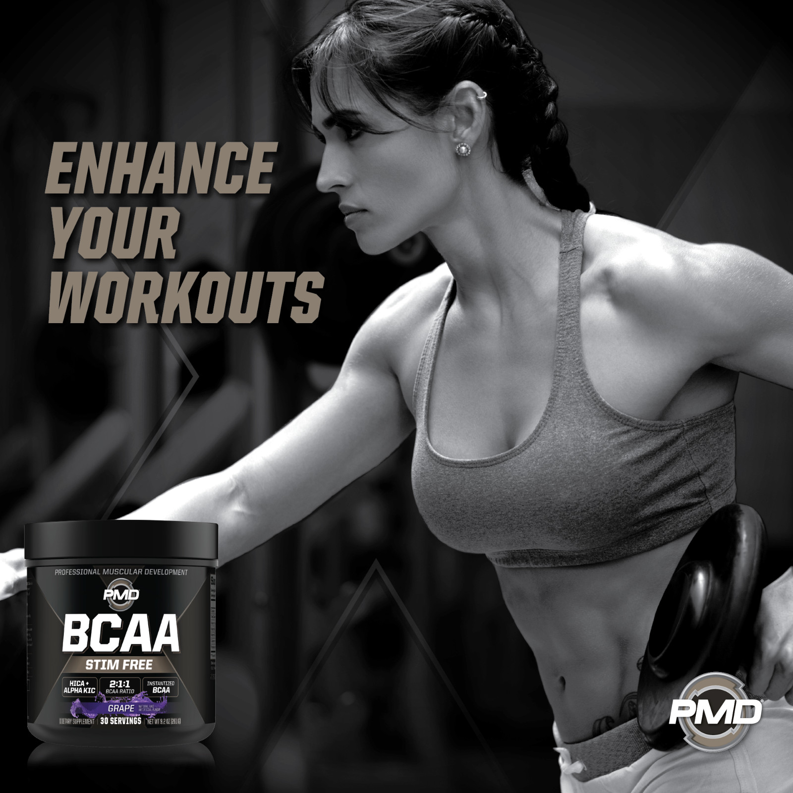 PMD BCAA Stim-Free Amino Acids for Performance & Recovery – Grape (30 Serve)
