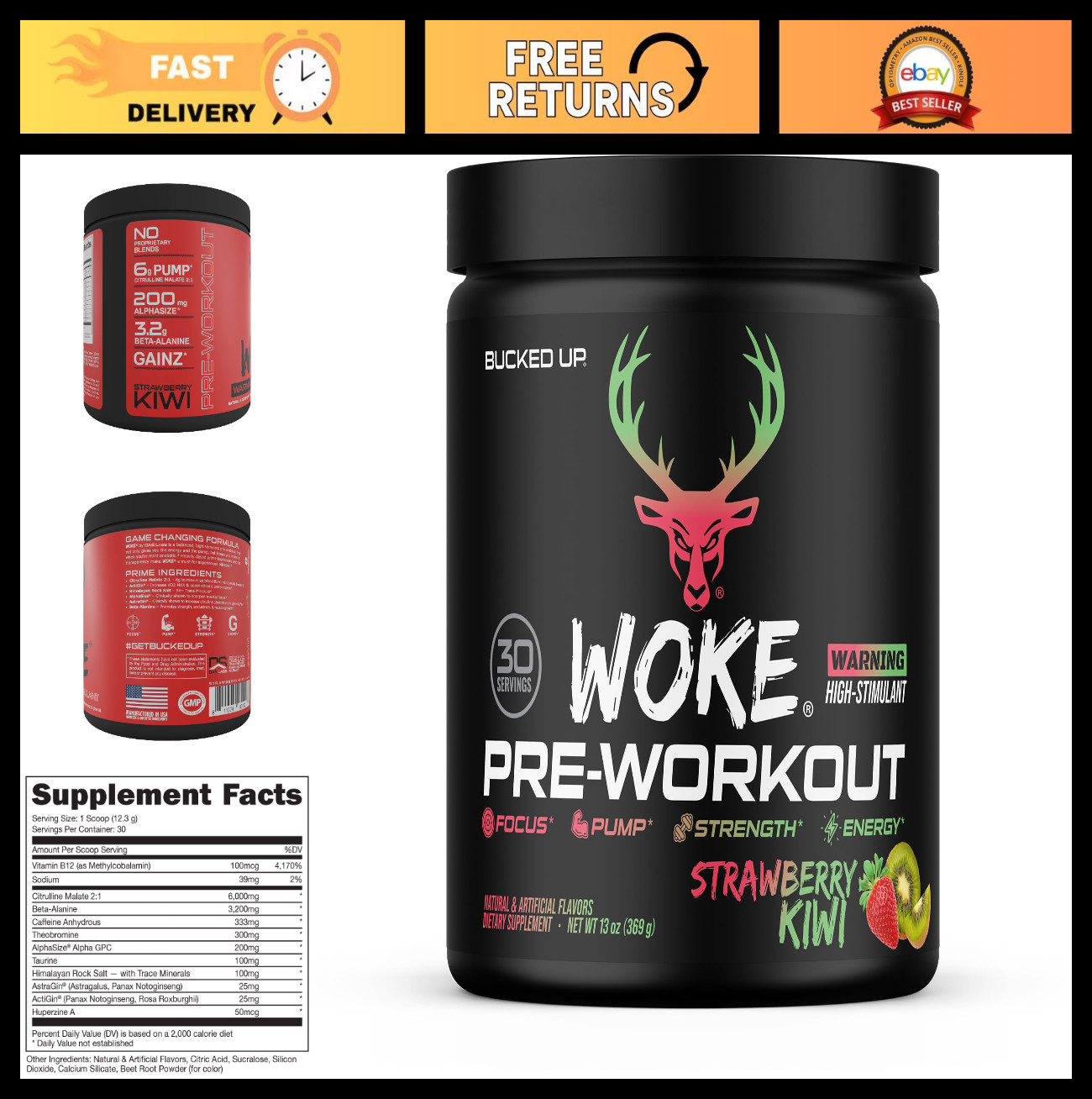 High-Stim Pre Workout Powder – Best Tasting Focus Nootropic, Pump & Strength – 3
