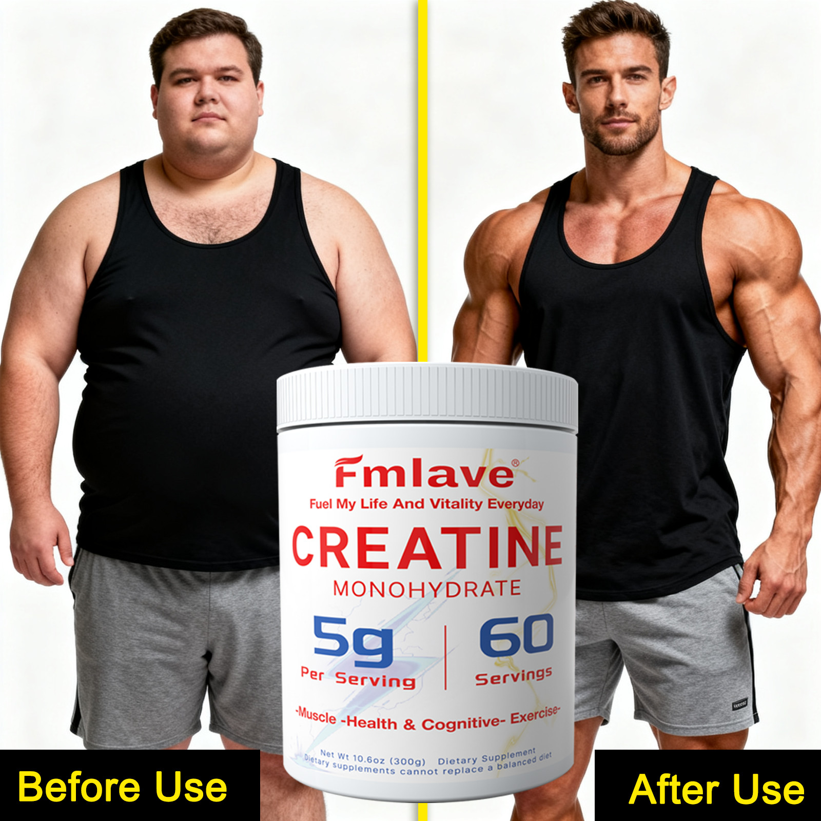 2 pack Creatine Monohydrate 300g (10.6 oz) , Micronized Pure Powder -120Servings