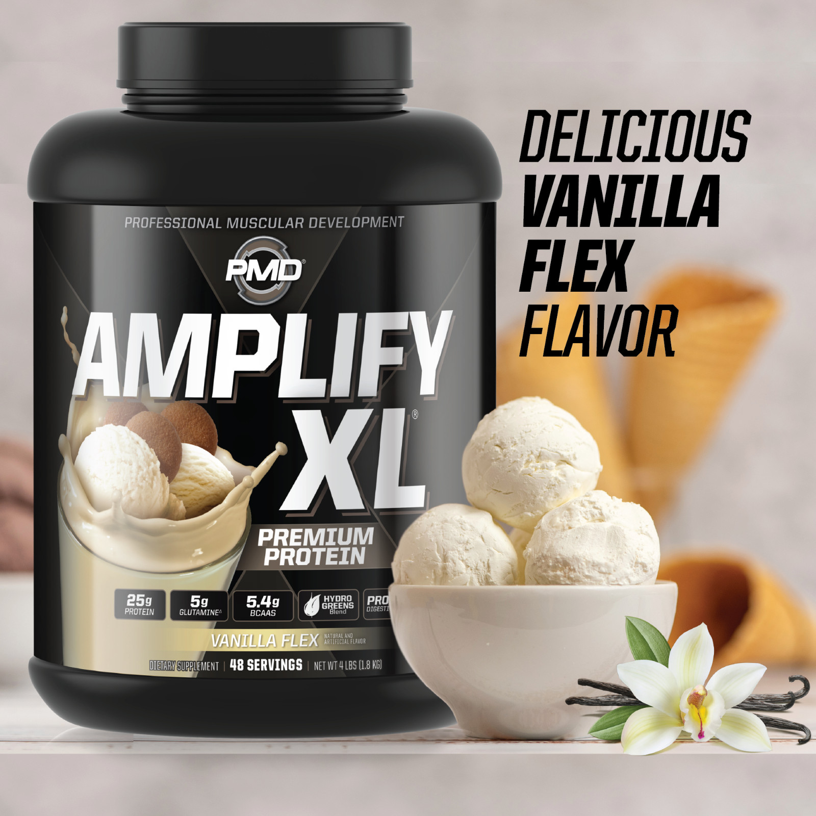 AMPLIFY XL – Protein Matrix – Strength & Recovery – Vanilla Flex (48 Servings)
