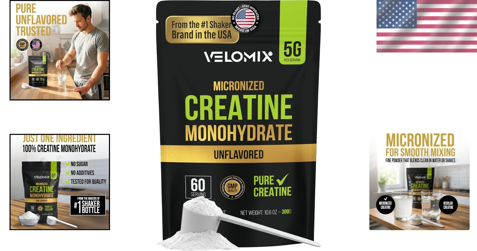 Creatine Monohydrate Powder – 100% Pure, No Fillers, Easy to Use, 60 Servings