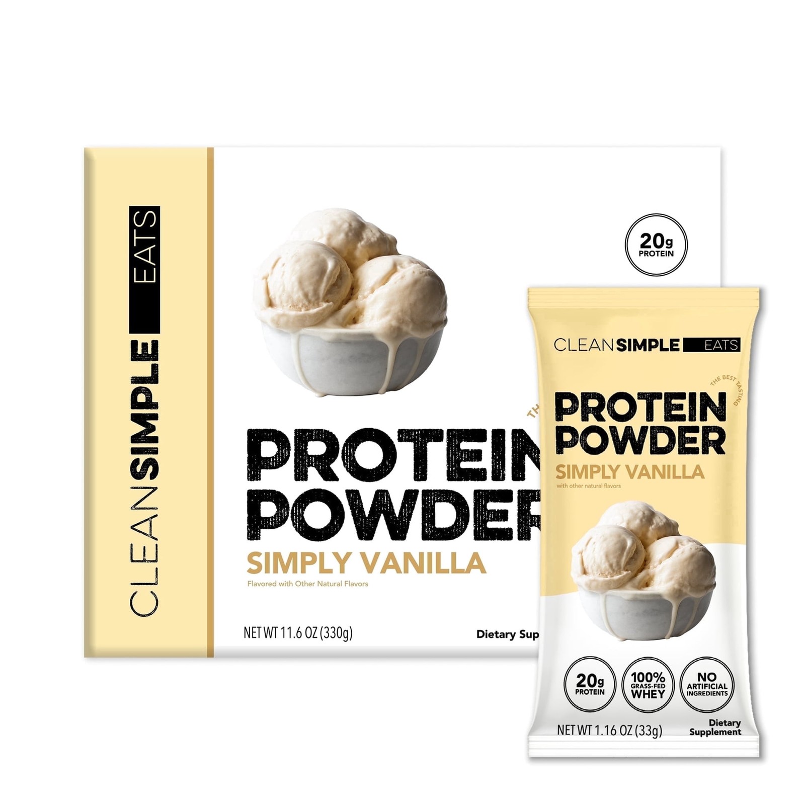 Clean Simple Eats Protein Powder Simply Vanilla~10 Stick Packs