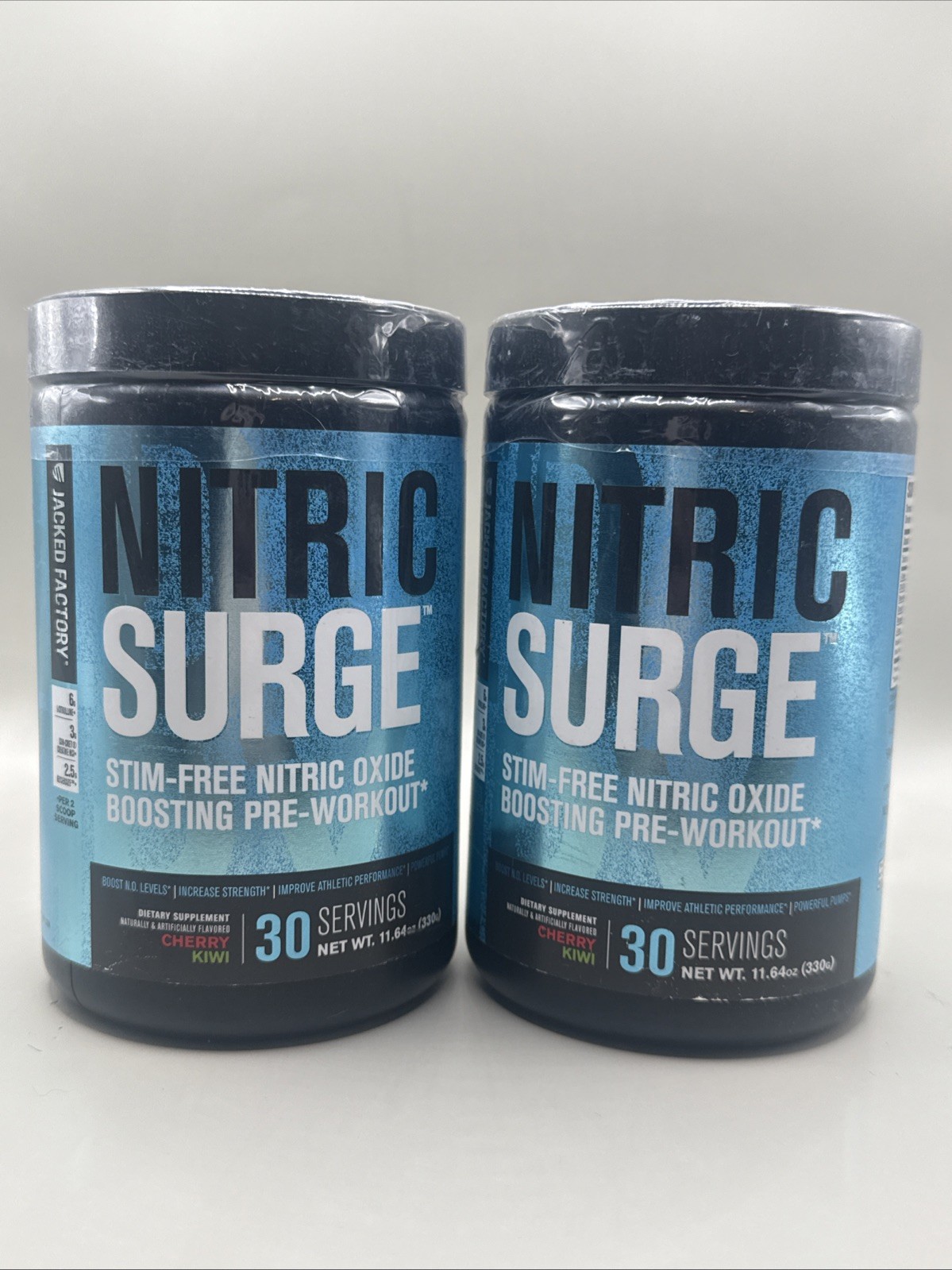 Nitric Surge Stim Free pre Workout Blue Raspberry 30 Servings 2-Pack Exp 12/26