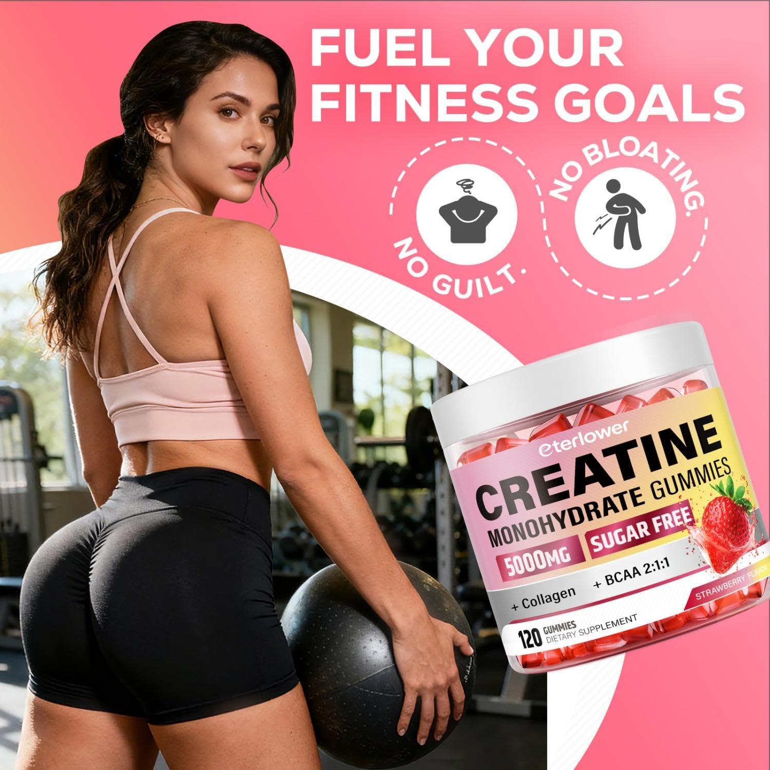 Creatine Gummies, Creatine Monohydrate Gummies for Men & Women with Collagen,…