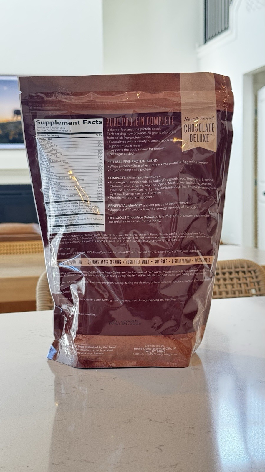 Young Living Pure Protein Complete Chocolate Deluxe Powder, Soy Free, 26 oz