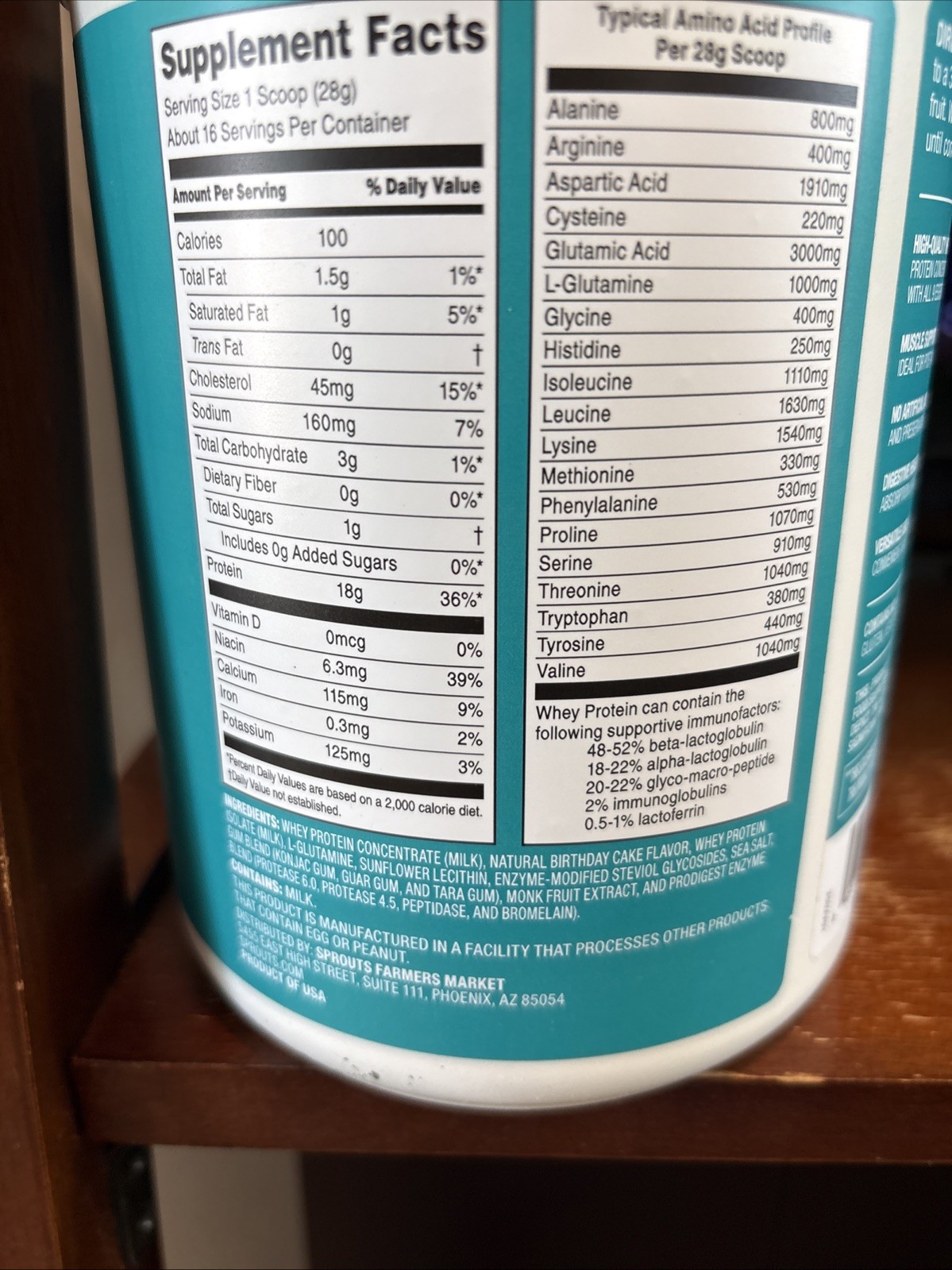 Sprouts Farmers Market Whey Protein birthday cake