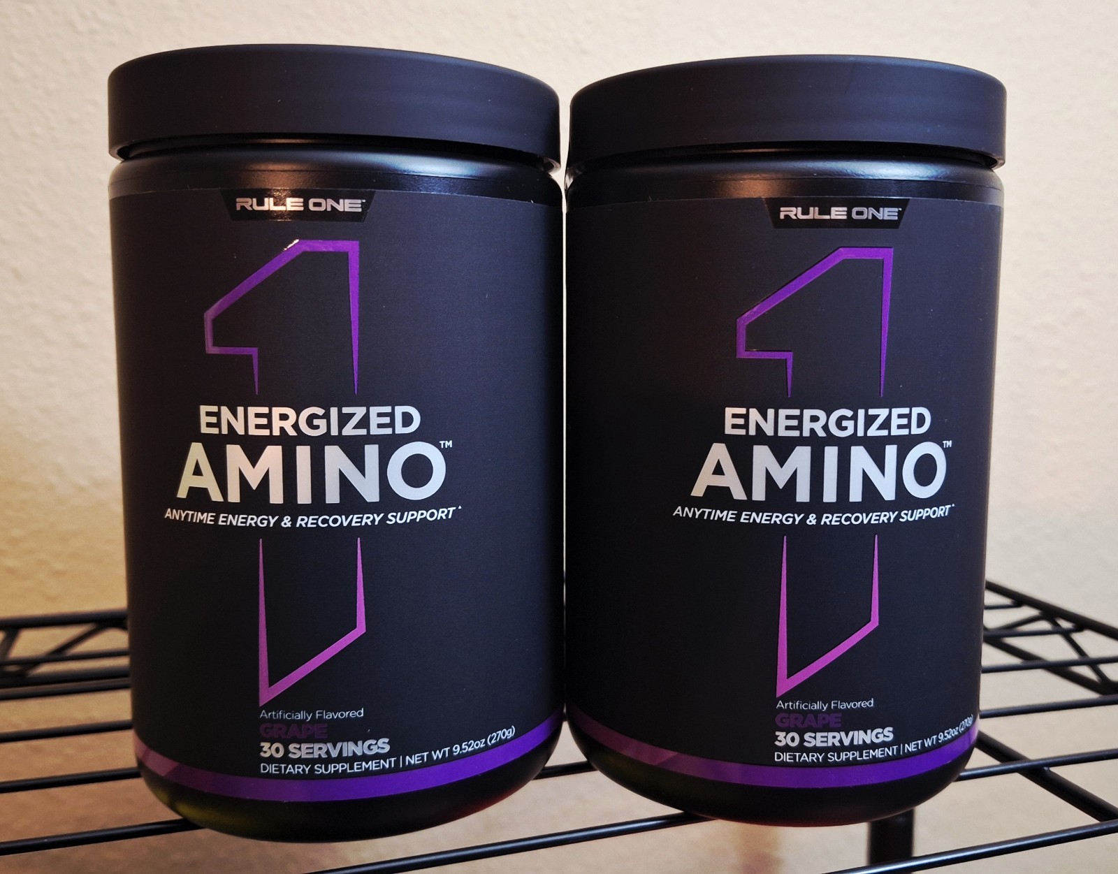 2 Tubs Rule One Energized Amino, Grape 🍇, 30 Serv, 120mg caffeine, 06/2027✨️