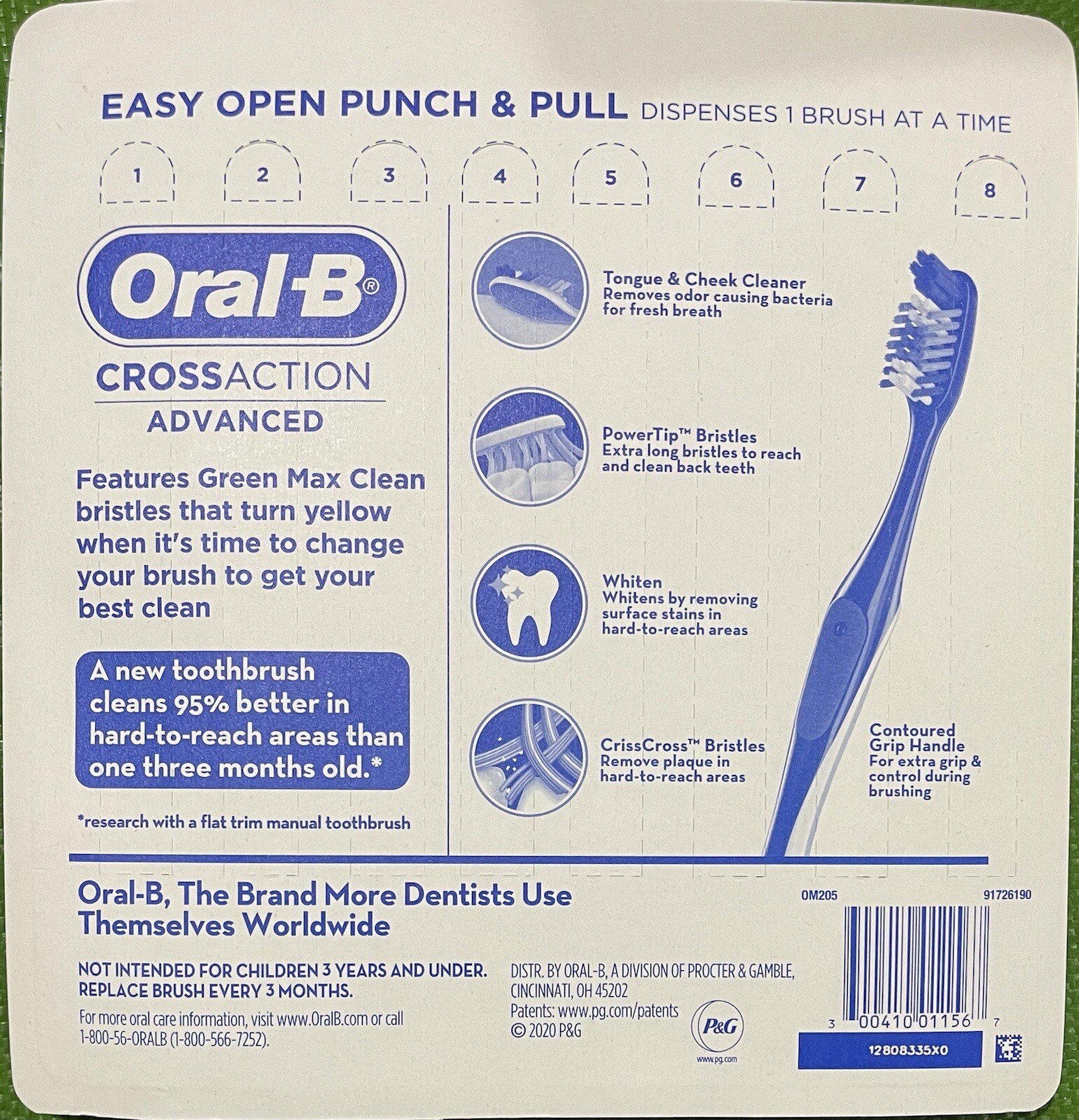 Oral-B CrossAction Advanced Toothbrushes. 8 count